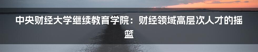 中央财经大学继续教育学院：财经领域高层次人才的摇篮