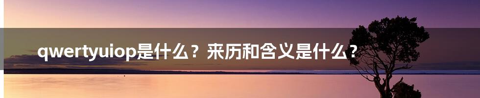 qwertyuiop是什么？来历和含义是什么？