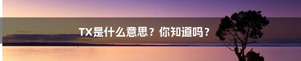 TX是什么意思？你知道吗？