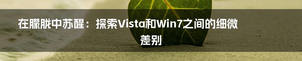 在朦胧中苏醒：探索Vista和Win7之间的细微差别