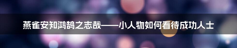 燕雀安知鸿鹄之志哉——小人物如何看待成功人士