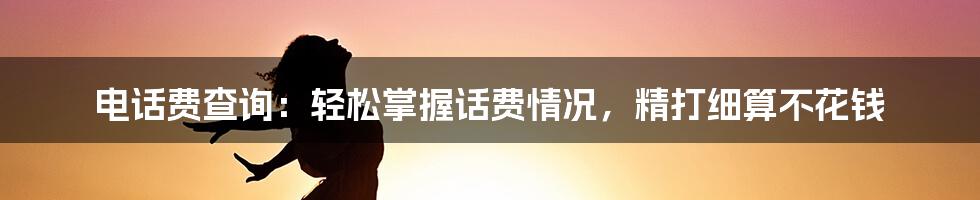 电话费查询：轻松掌握话费情况，精打细算不花钱