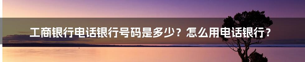 工商银行电话银行号码是多少？怎么用电话银行？