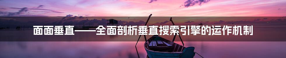 面面垂直——全面剖析垂直搜索引擎的运作机制