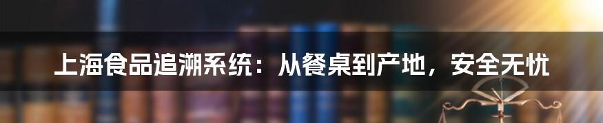 上海食品追溯系统：从餐桌到产地，安全无忧