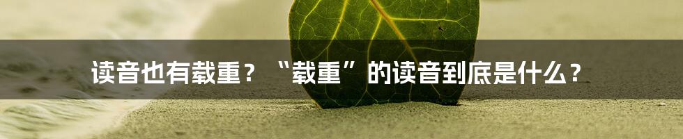 读音也有载重？“载重”的读音到底是什么？