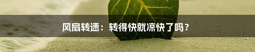 风扇转速：转得快就凉快了吗？