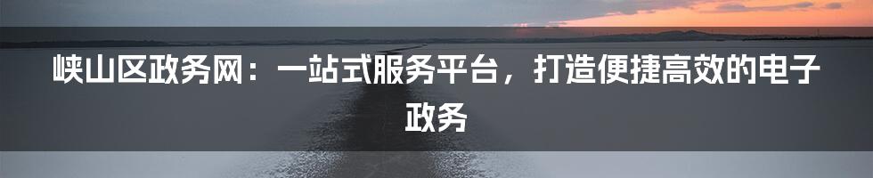 峡山区政务网：一站式服务平台，打造便捷高效的电子政务