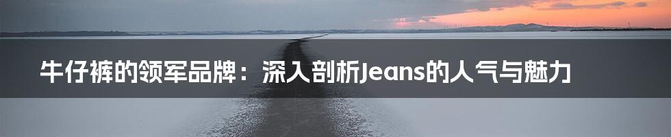 牛仔裤的领军品牌：深入剖析Jeans的人气与魅力