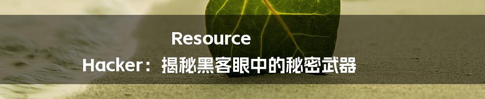 Resource Hacker：揭秘黑客眼中的秘密武器