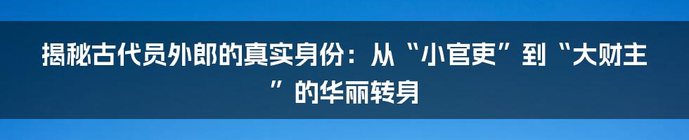 揭秘古代员外郎的真实身份：从“小官吏”到“大财主”的华丽转身