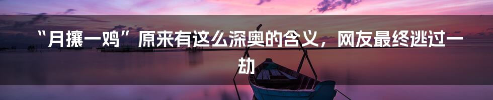 “月攘一鸡”原来有这么深奥的含义，网友最终逃过一劫