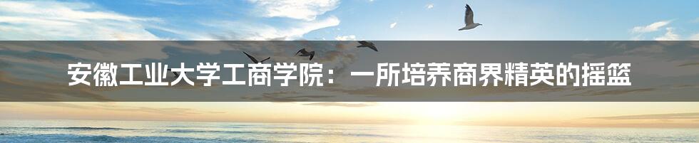 安徽工业大学工商学院：一所培养商界精英的摇篮