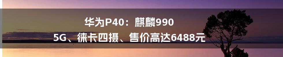 华为P40：麒麟990 5G、徕卡四摄、售价高达6488元