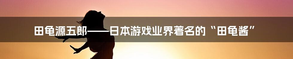 田龟源五郎——日本游戏业界著名的“田龟酱”