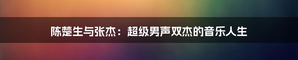 陈楚生与张杰：超级男声双杰的音乐人生