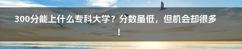 300分能上什么专科大学？分数虽低，但机会却很多！