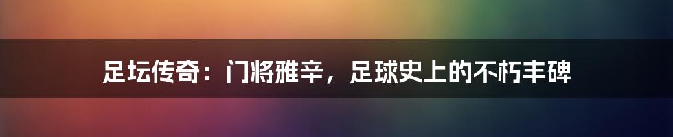 足坛传奇：门将雅辛，足球史上的不朽丰碑