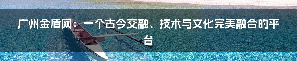 广州金盾网：一个古今交融、技术与文化完美融合的平台