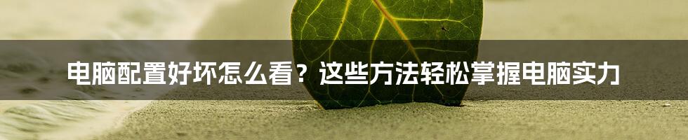 电脑配置好坏怎么看？这些方法轻松掌握电脑实力