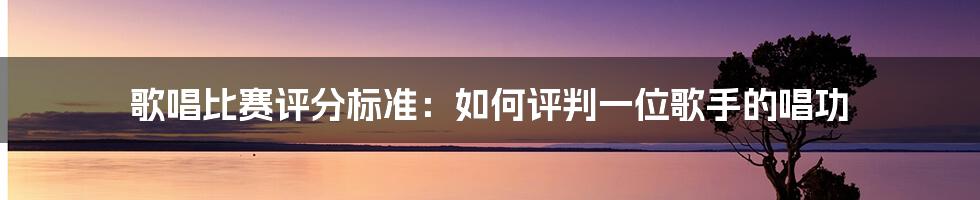 歌唱比赛评分标准：如何评判一位歌手的唱功