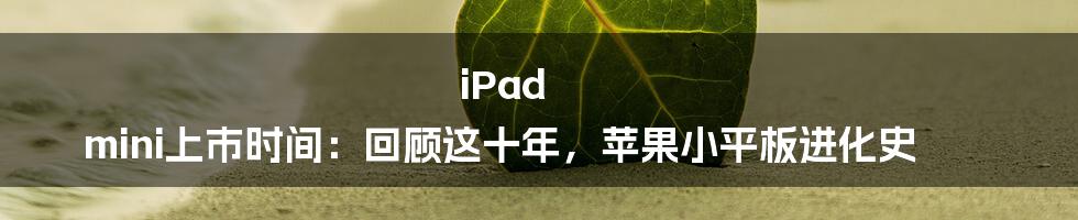 iPad mini上市时间：回顾这十年，苹果小平板进化史