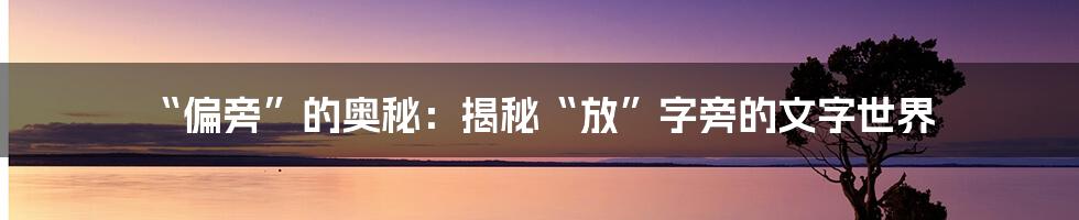 “偏旁”的奥秘：揭秘“放”字旁的文字世界