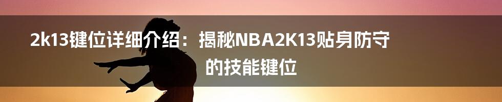 2k13键位详细介绍：揭秘NBA2K13贴身防守的技能键位