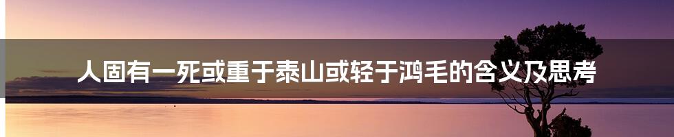 人固有一死或重于泰山或轻于鸿毛的含义及思考