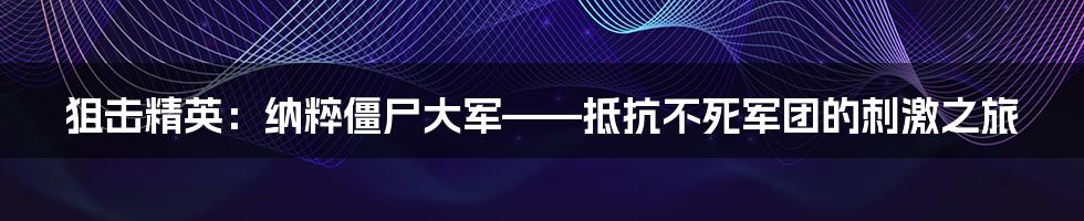 狙击精英：纳粹僵尸大军——抵抗不死军团的刺激之旅