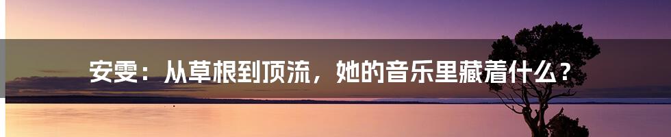 安雯：从草根到顶流，她的音乐里藏着什么？