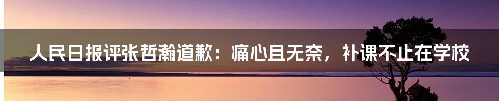 人民日报评张哲瀚道歉：痛心且无奈，补课不止在学校