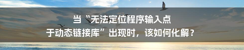 当“无法定位程序输入点 于动态链接库”出现时，该如何化解？