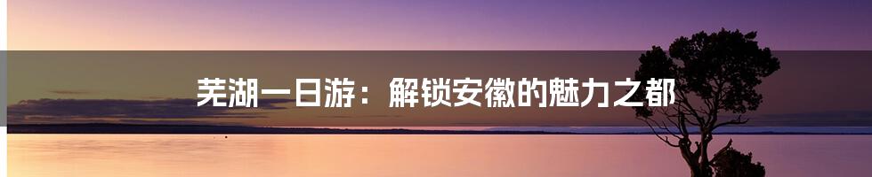 芜湖一日游：解锁安徽的魅力之都