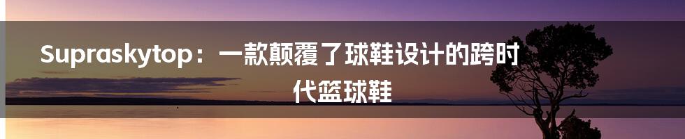 Supraskytop：一款颠覆了球鞋设计的跨时代篮球鞋