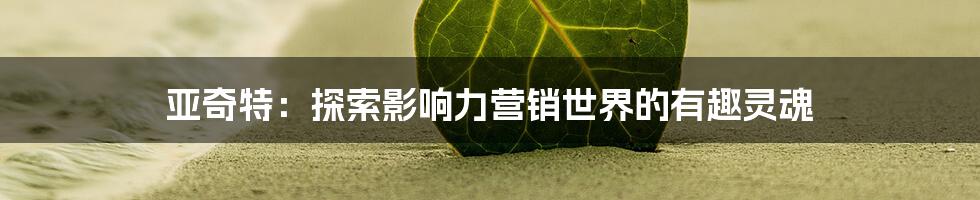 亚奇特：探索影响力营销世界的有趣灵魂