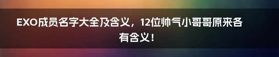 EXO成员名字大全及含义，12位帅气小哥哥原来各有含义！