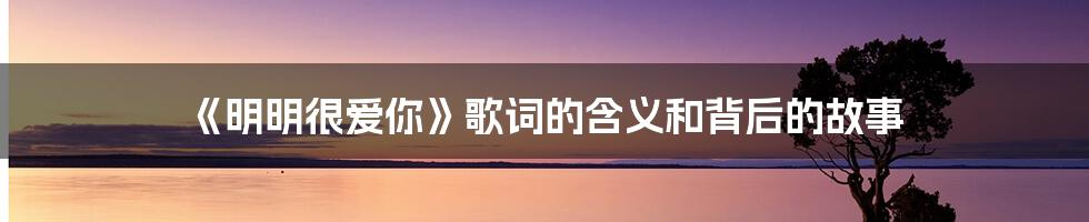 《明明很爱你》歌词的含义和背后的故事