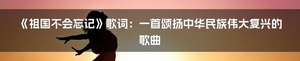 《祖国不会忘记》歌词：一首颂扬中华民族伟大复兴的歌曲