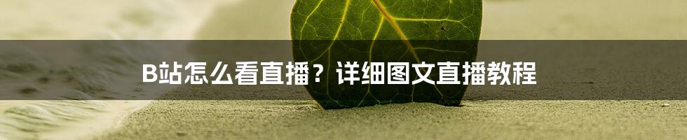 B站怎么看直播？详细图文直播教程