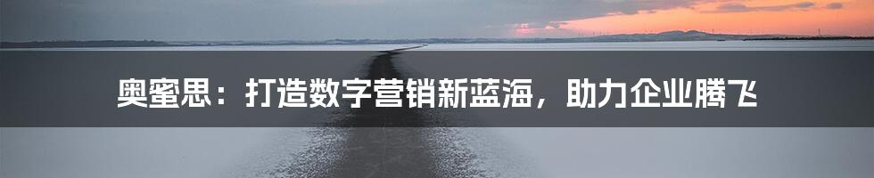 奥蜜思：打造数字营销新蓝海，助力企业腾飞