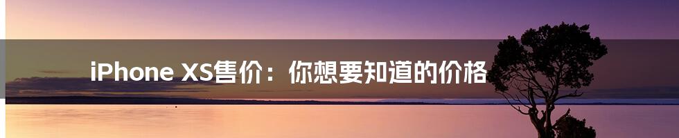 iPhone XS售价：你想要知道的价格