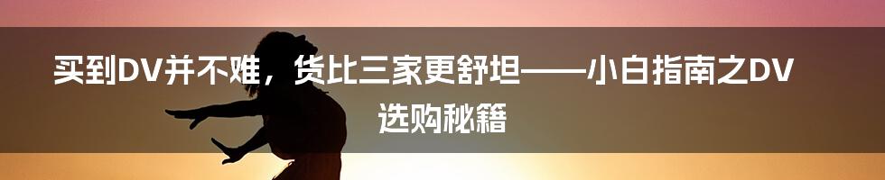 买到DV并不难，货比三家更舒坦——小白指南之DV选购秘籍