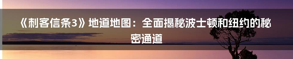 《刺客信条3》地道地图：全面揭秘波士顿和纽约的秘密通道