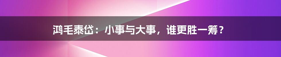 鸿毛泰岱：小事与大事，谁更胜一筹？