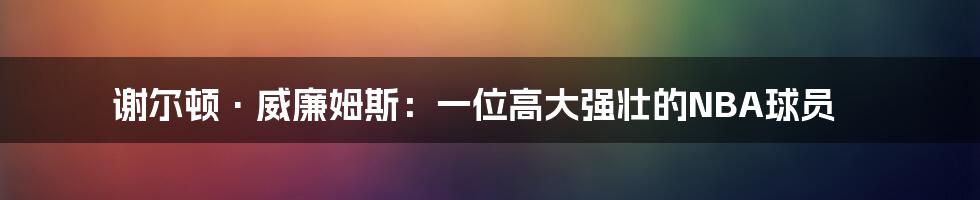 谢尔顿·威廉姆斯：一位高大强壮的NBA球员