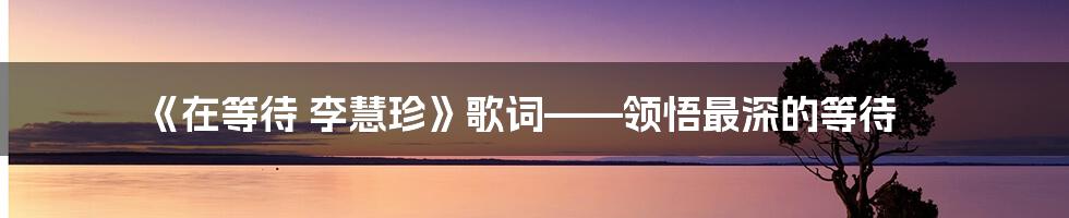 《在等待 李慧珍》歌词——领悟最深的等待