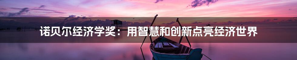 诺贝尔经济学奖：用智慧和创新点亮经济世界