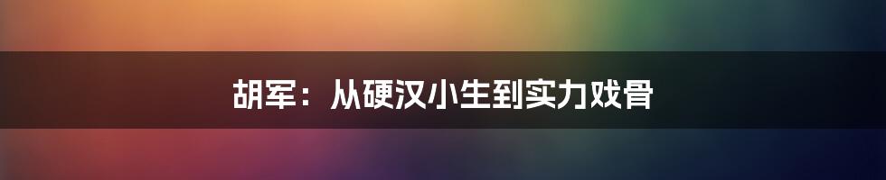 胡军：从硬汉小生到实力戏骨