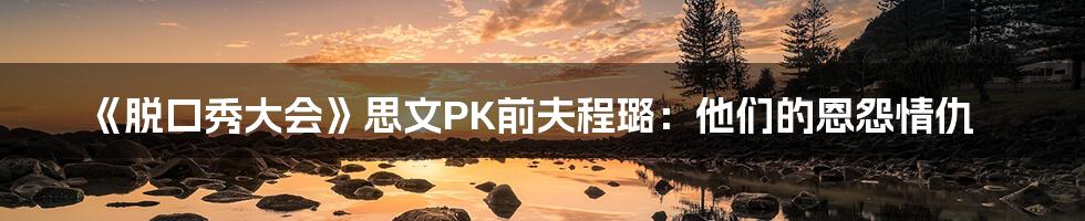 《脱口秀大会》思文PK前夫程璐：他们的恩怨情仇